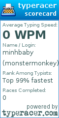 Scorecard for user monstermonkey