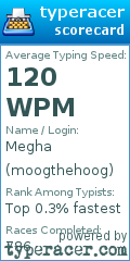 Scorecard for user moogthehoog