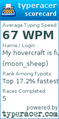 Scorecard for user moon_sheep