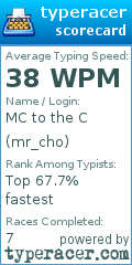 Scorecard for user mr_cho