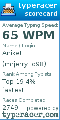 Scorecard for user mrjerry1q98
