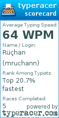 Scorecard for user mruchann