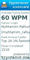 Scorecard for user muhtamim_rafsun