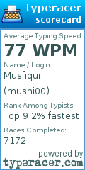 Scorecard for user mushi00