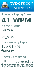 Scorecard for user n_ero