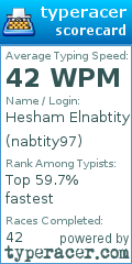 Scorecard for user nabtity97