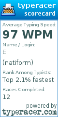 Scorecard for user natiform