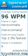 Scorecard for user necocomata