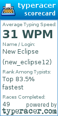 Scorecard for user new_eclipse12