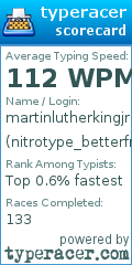 Scorecard for user nitrotype_betterfr