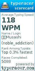 Scorecard for user noble_addiction