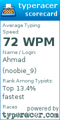 Scorecard for user noobie_9