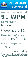 Scorecard for user noobmaster19