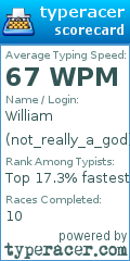 Scorecard for user not_really_a_god