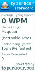 Scorecard for user notthekidukno