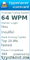 Scorecard for user noulife