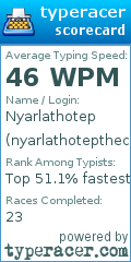Scorecard for user nyarlathotepthecrawlingchaos