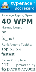 Scorecard for user o_no