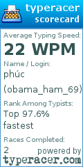 Scorecard for user obama_ham_69