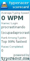 Scorecard for user ocupadaprocrastinando