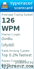 Scorecard for user ofydd