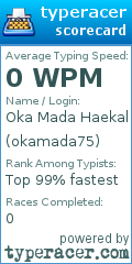 Scorecard for user okamada75