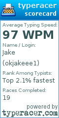 Scorecard for user okjakeee1