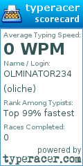Scorecard for user oliche