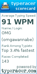 Scorecard for user omgawannabe