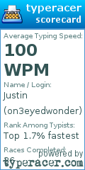 Scorecard for user on3eyedwonder