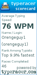 Scorecard for user orengeguy1