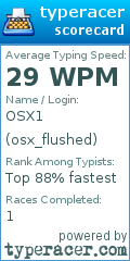 Scorecard for user osx_flushed