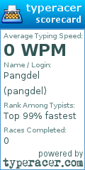 Scorecard for user pangdel