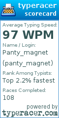 Scorecard for user panty_magnet