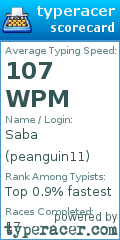 Scorecard for user peanguin11