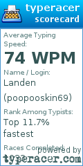 Scorecard for user poopooskin69
