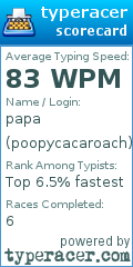 Scorecard for user poopycacaroach