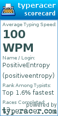 Scorecard for user positiveentropy
