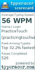 Scorecard for user practicingtouchwriting