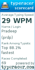Scorecard for user prdp