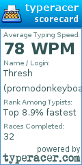 Scorecard for user promodonkeyboard