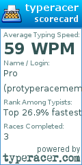 Scorecard for user protyperacememer