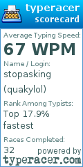 Scorecard for user quakylol