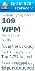 Scorecard for user quantheluckyguy