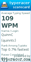 Scorecard for user quinntc