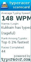 Scorecard for user rageful