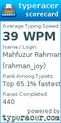 Scorecard for user rahman_joy