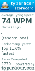 Scorecard for user random_one