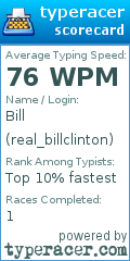 Scorecard for user real_billclinton