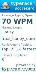 Scorecard for user real_harley_quinn